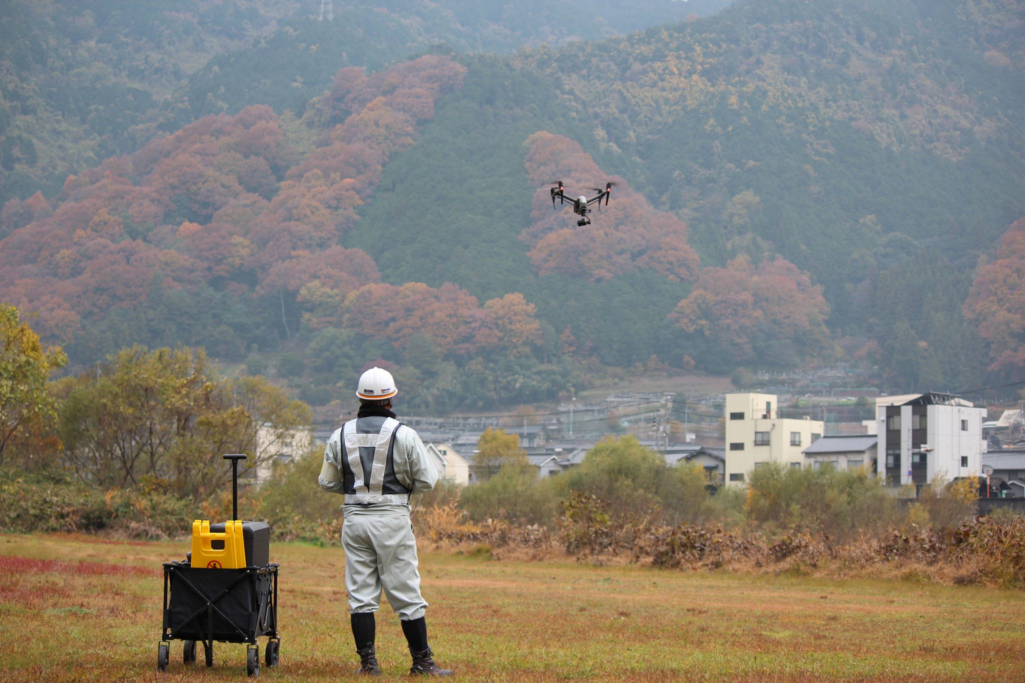 計測状況01 ドローン写真測量状況